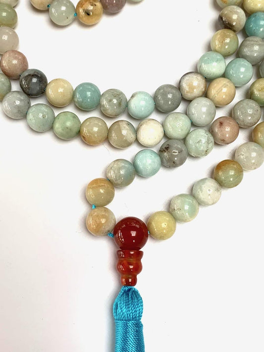 Amazonite Mala Necklace - Embrace Harmony & Communication - Gemini & Virgo Birthstone - Throat & Heart Chakra