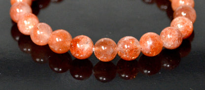 Handmade AAA Grade Sunstone Stretch Bracelet - Birthstone for Leo - July-August Sun Sign - Solar Plexus Chakra - Astrological Sign Leo