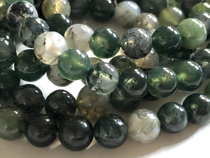 Embrace Fresh Starts & Abundance: Moss Agate Mala Necklace (8mm 108 Beads) - Virgo & Capricorn Birthstone & Heart Chakra Harmony