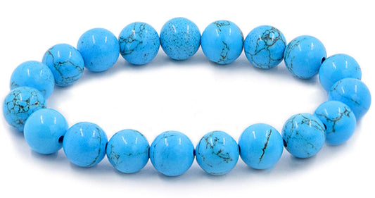 Blue Turquoise Stretch Bracelet - Birthstone for Sagittarius - Third Eye Chakra