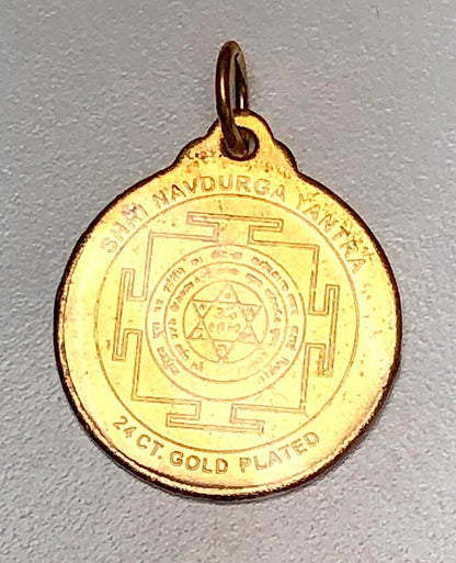 Navdurga Navadurga Durga Yantra Kavach Pendant - Astadhatu - Root & Solar Plexus Chakra Association - Powerful Yantra Pendant
