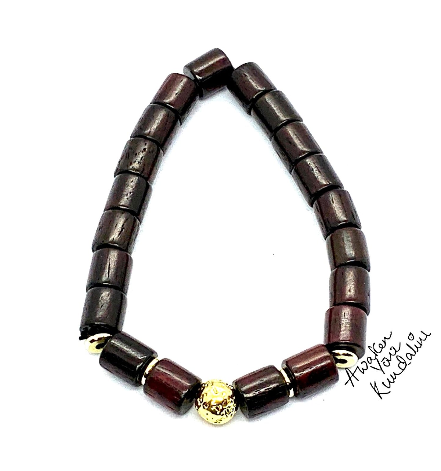 Rosewood & Lava Beaded Stretch Bracelet | ARANYA Collection