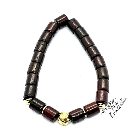 Rosewood & Lava Beaded Stretch Bracelet | ARANYA Collection
