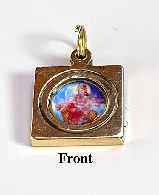 Awaken Your Kundalini Yantra Kavach Pendants - Brass & Ashtadhatu 1-1.25", Gold Polished (Durga Bisa Beesa Yantra Style 4)