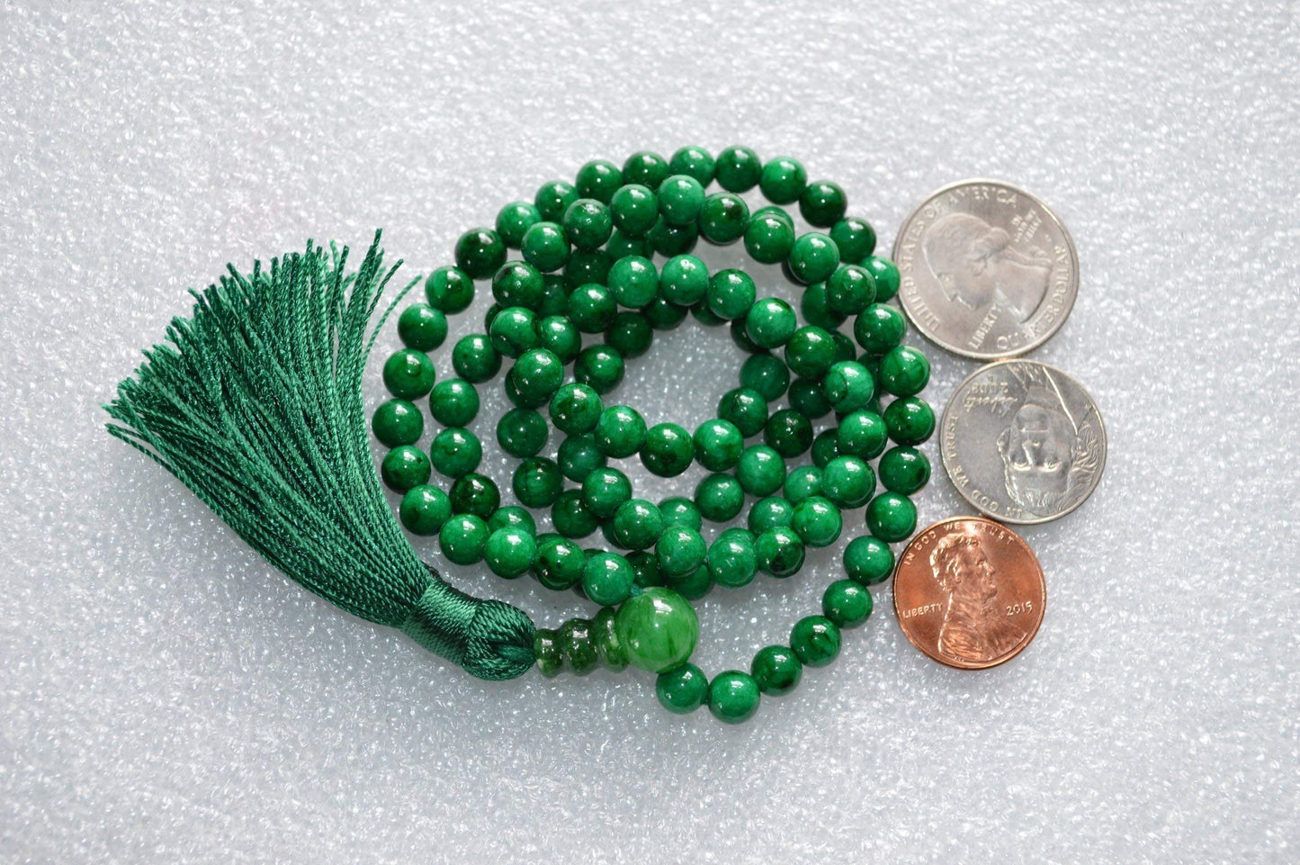 Handmade Green Jade Mala Necklace (8mm, 108 Beads) - Cultivate Harmony & Abundance - Libra Birthstone & Heart Chakra Balance