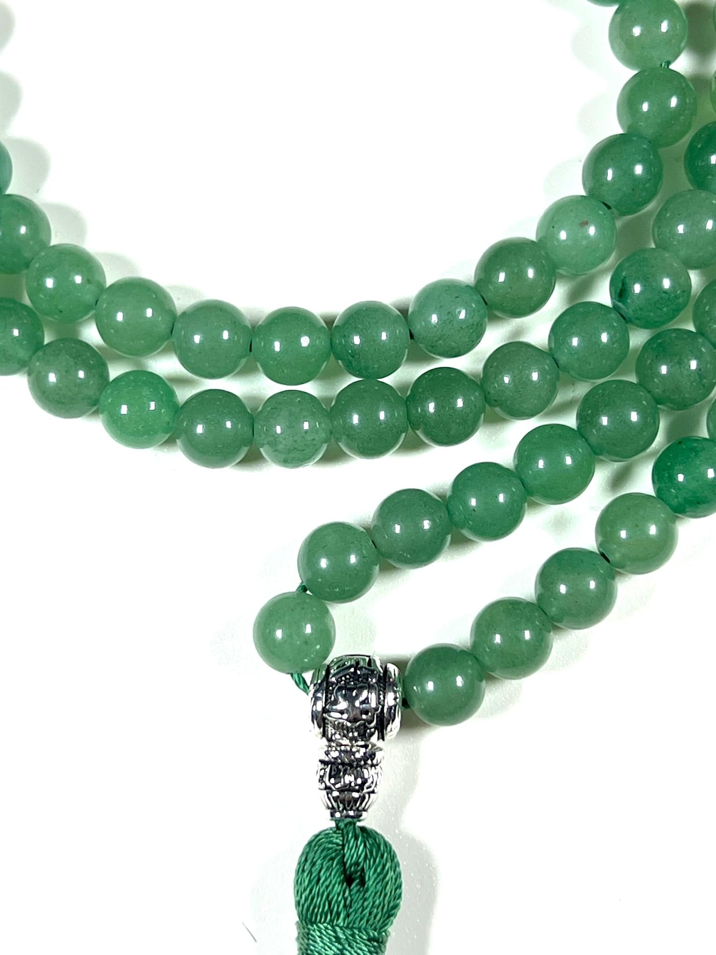 AERIS Green Aventurine Mala Necklace | Creativity, Optimism & Emotional Balance | Heart Chakra Healing | April Birthstone for Taurus & Virgo | Handmade in USA