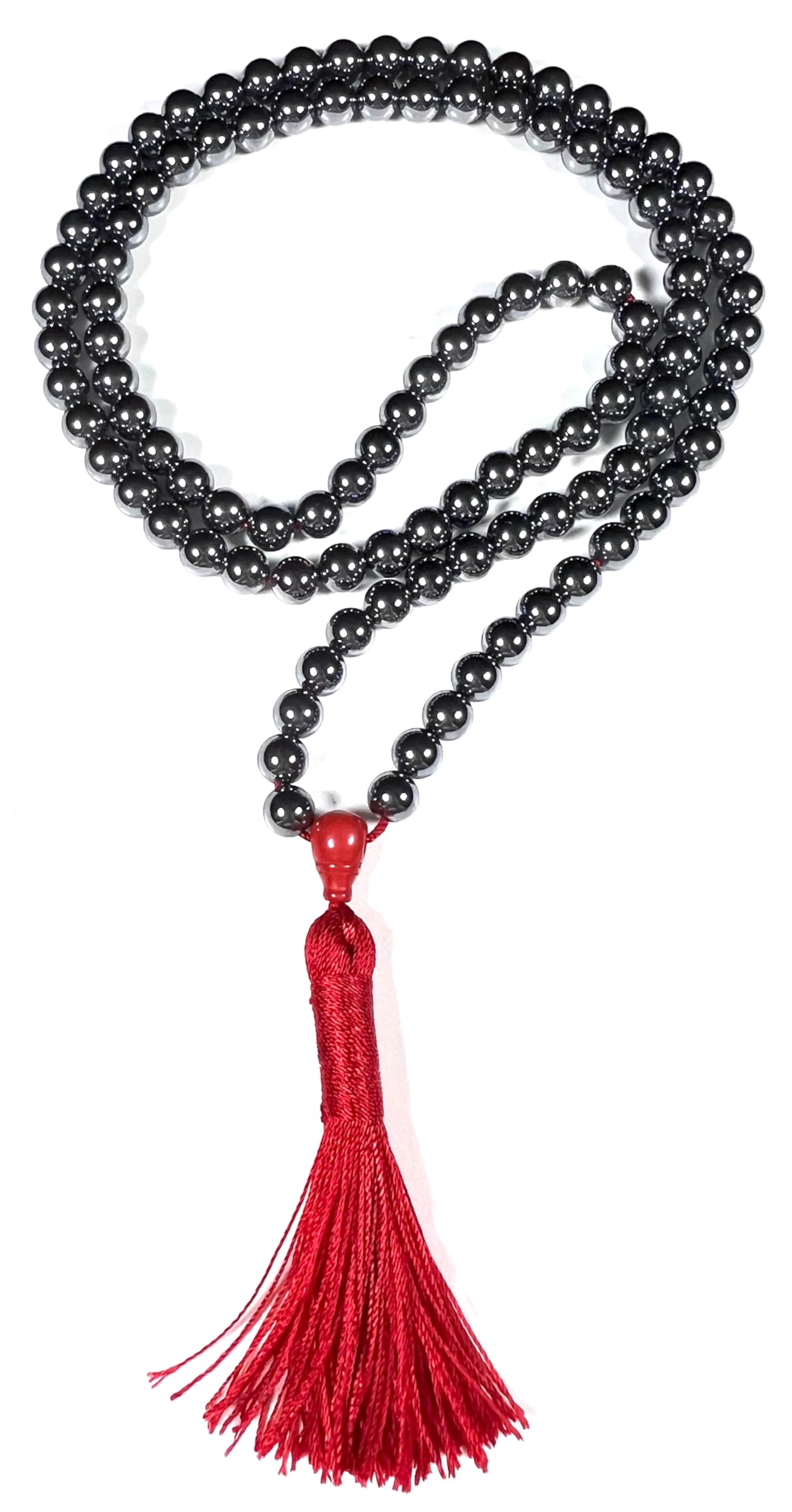 Terahertz Mala Beads Necklace | 8mm 108 Beads | Energy & Focus | Aquarius Birthstone | Root Chakra Alignment