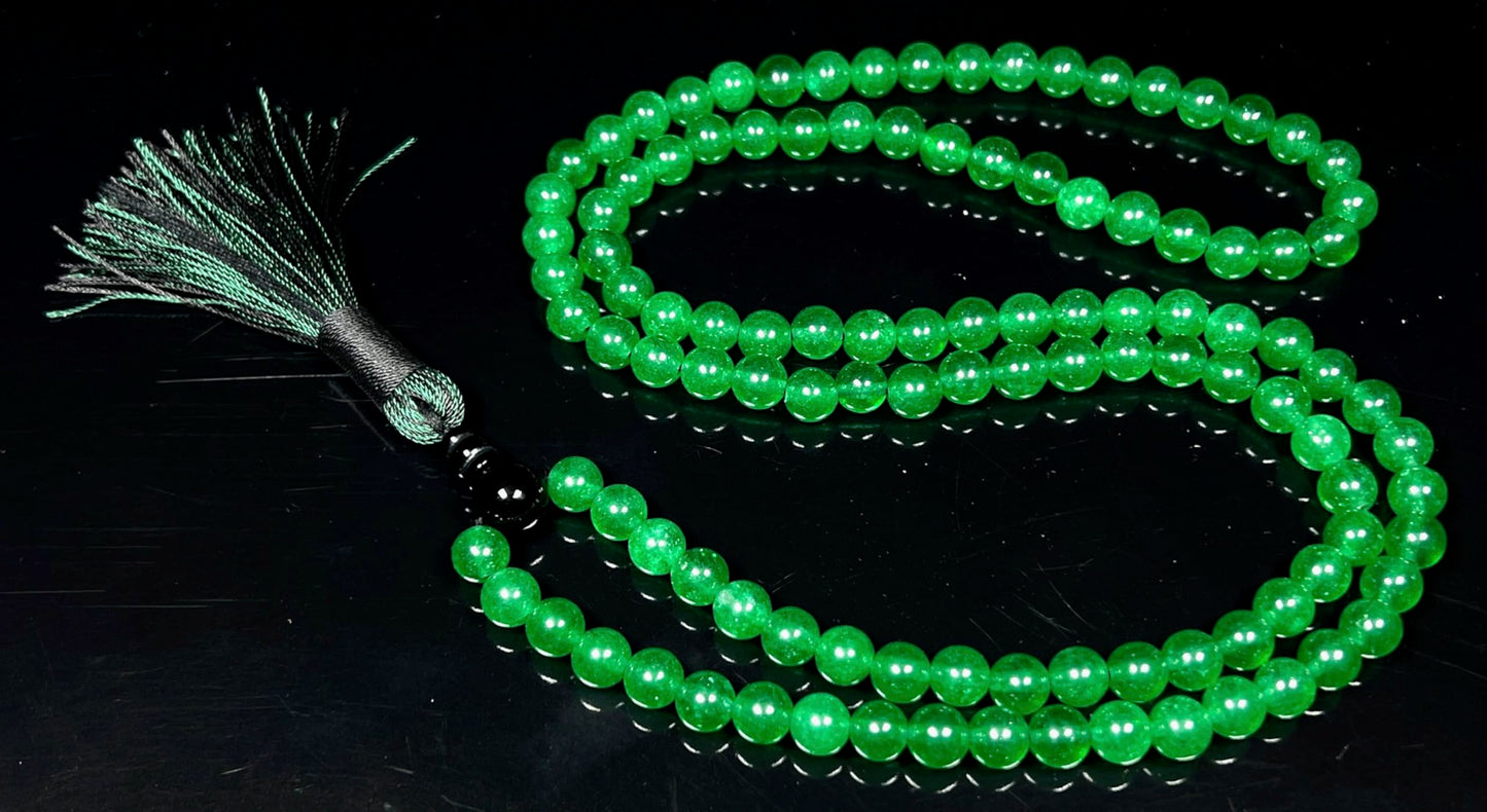 Handmade Agate Mala Beads Necklace with Black Onyx Guru Bead – 108 Beads – 8mm – Multicolor Options – Chakra Balancing & Zodiac Birthstone – Meditation Jewelry