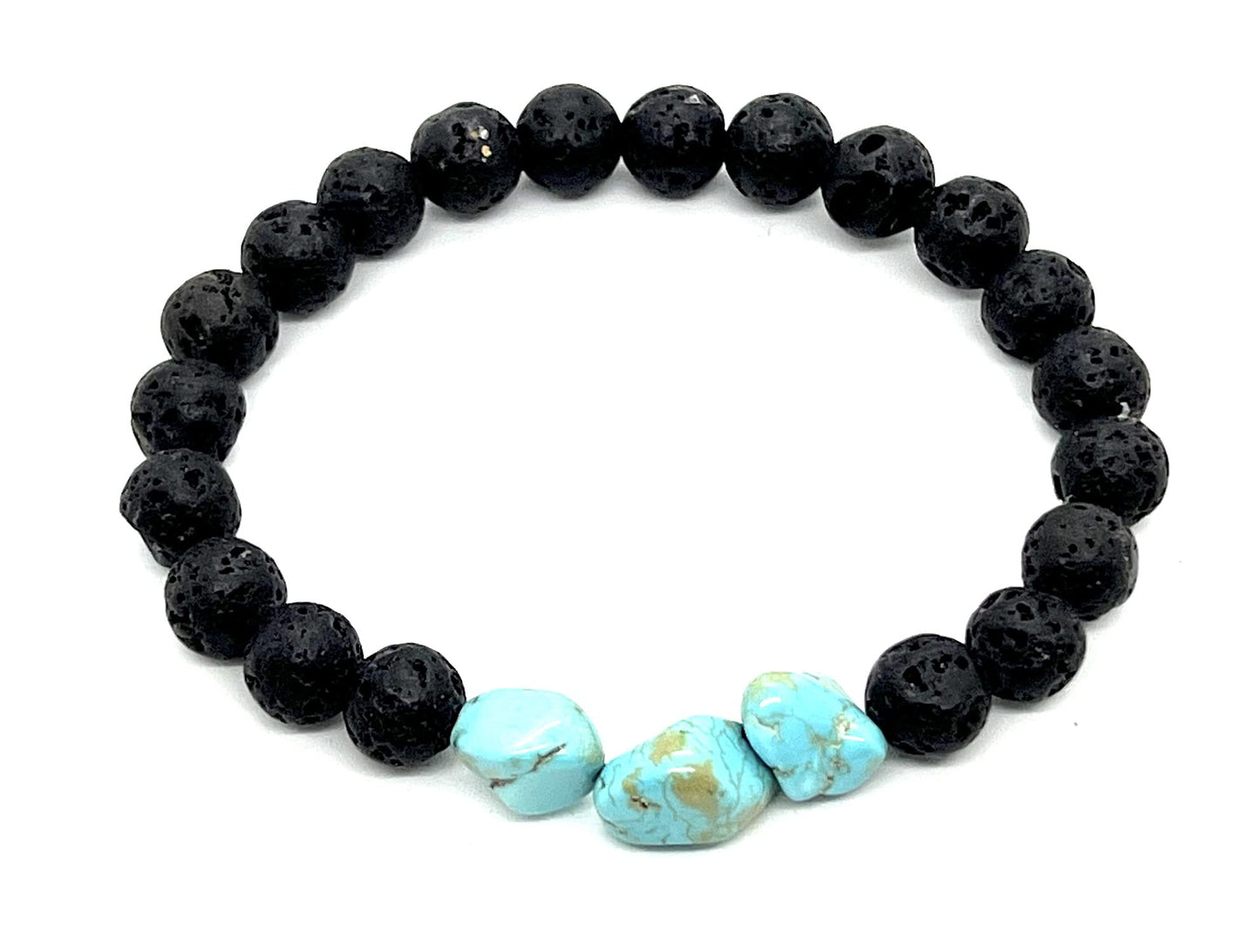 VULCAN Lava Rock & Turquoise Stretch Bracelet | Grounding & Clarity