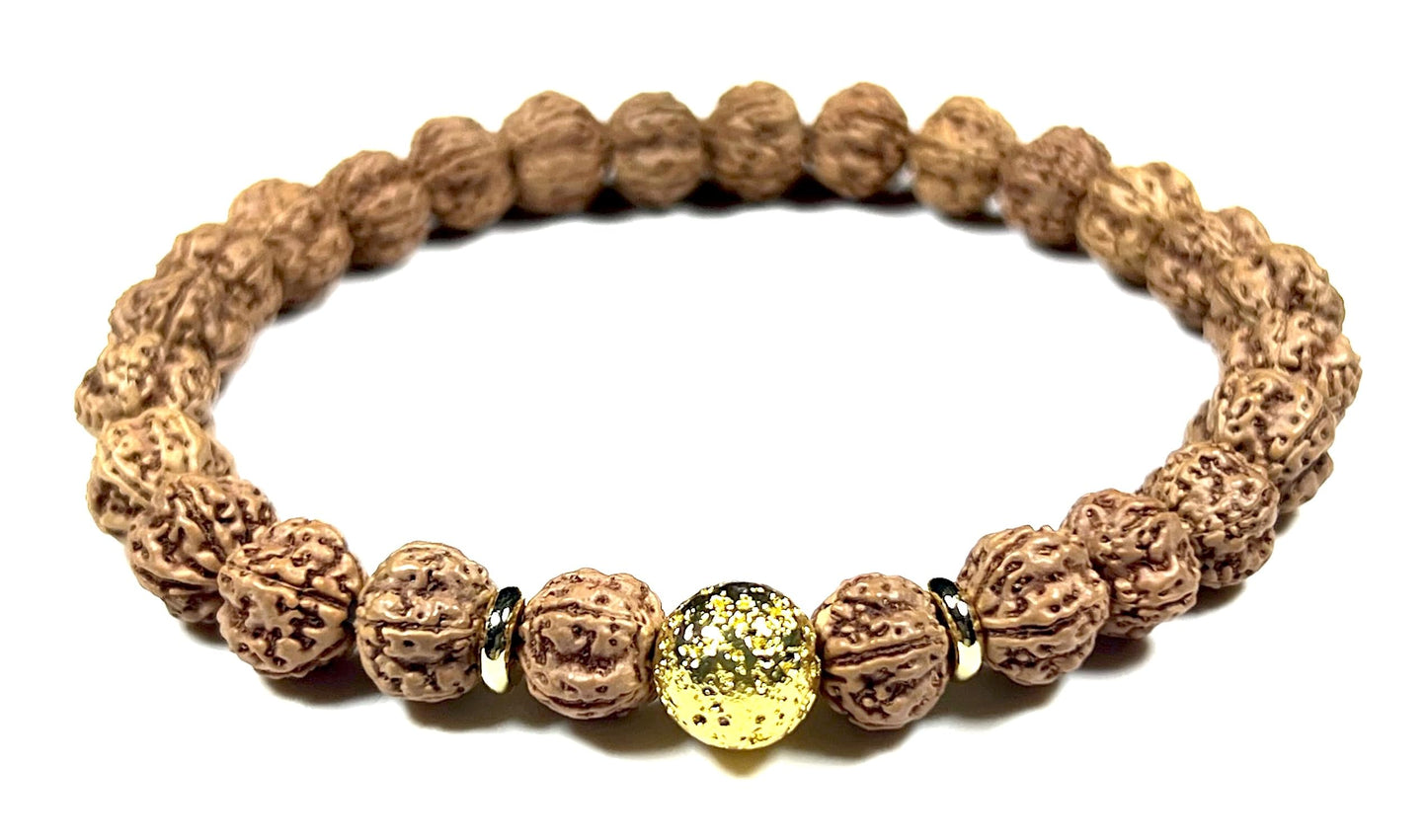 Lava Rock  & Rudraksha Bracelet  | Throat & Root Chakra Healing | Taurus & Libra