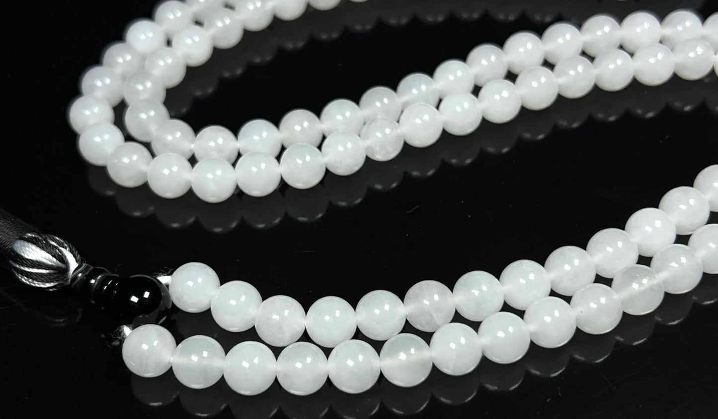 Handmade Agate Mala Beads Necklace with Black Onyx Guru Bead – 108 Beads – 8mm – Multicolor Options – Chakra Balancing & Zodiac Birthstone – Meditation Jewelry