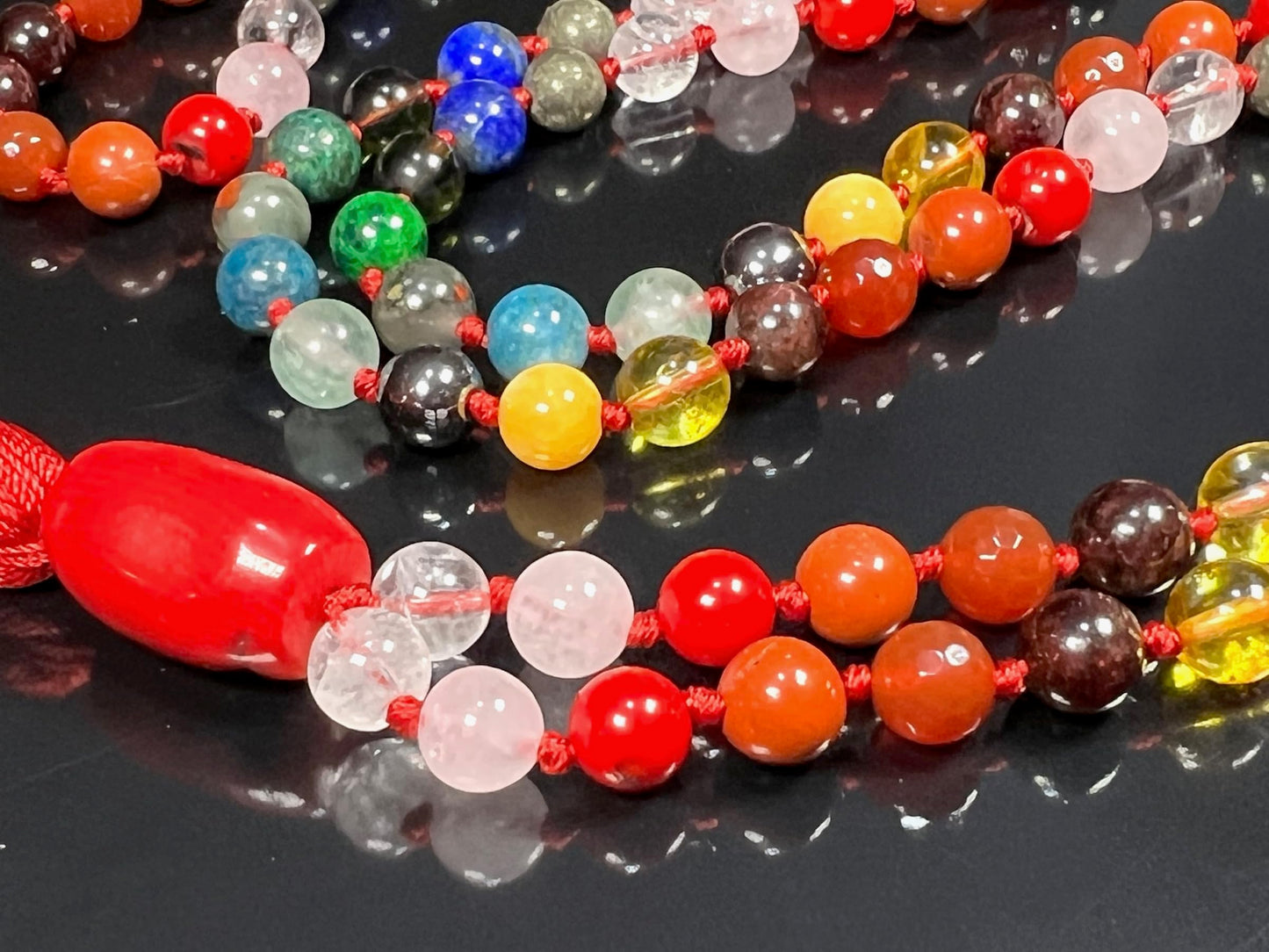 Hand Knotted Cosmic Chakra Symphony Mala Necklace | Rare Crystals for Harmony and Balance | 8mm 108 Prayer Beads | Multi-Chakra Alignment | Universal Birthstones | Ethically Sourced