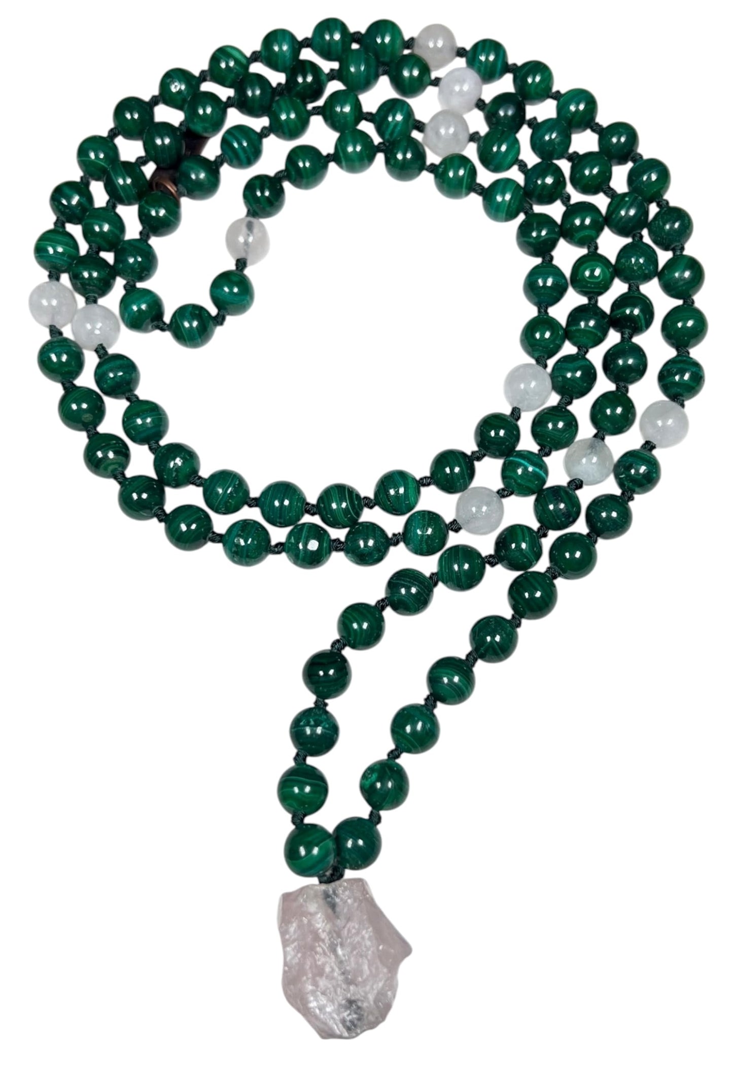 Malachite, Rose Quartz & Selenite Mala Necklace | GAIA Collection