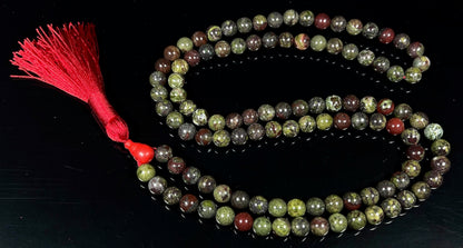 Bloodstone Jasper Mala Beads Necklace | 8mm | 108 Beads | Warrior’s Mala | Aries Birthstone & Root Chakra