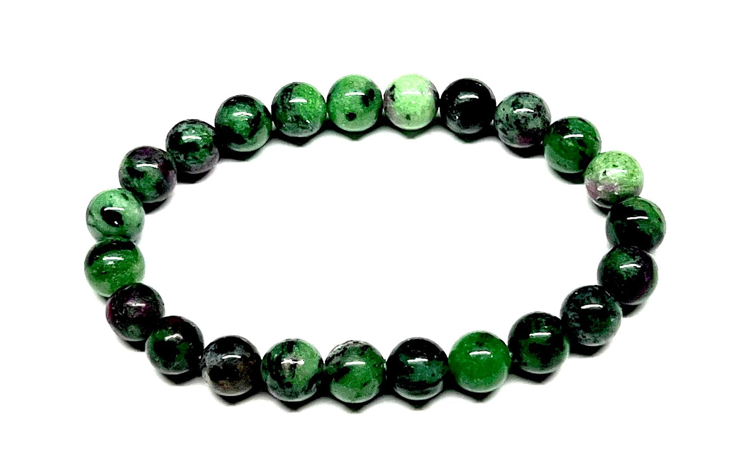 Ruby Zoisite Beaded Stretch Bracelet - 8mm Beads - July Birthstone - Leo Sun Sign - Heart Chakra Alignment & Balancing