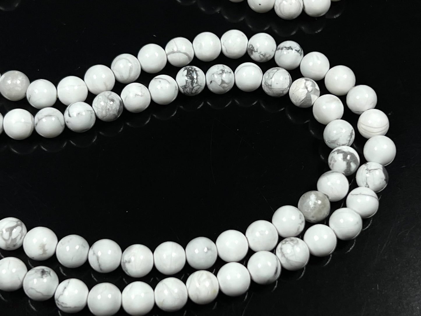 Natural White Howlite Mala Beads Necklace – 6mm & 8mm, 108 Beads – Gemini Birthstone, Crown Chakra Mala