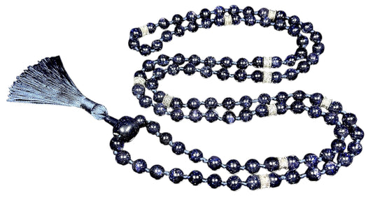 Blue Goldstone Mala Beads Necklace | Throat Chakra | TARA Collection