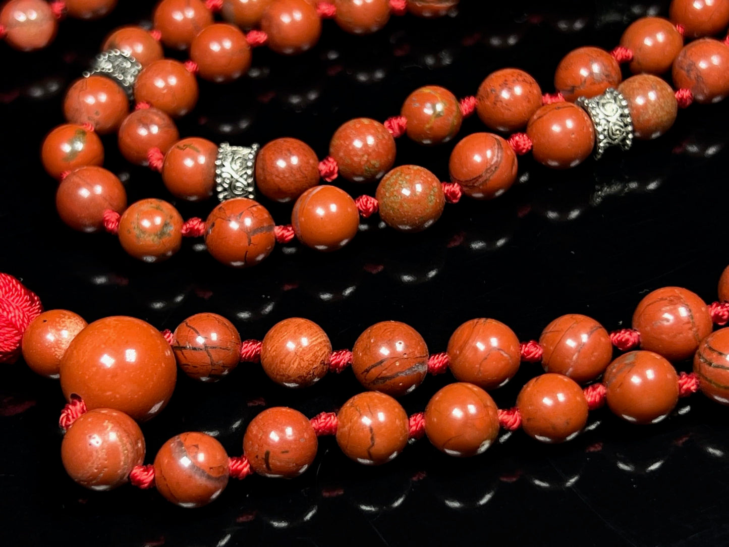 Certified Energized Mala Beads Necklace with COA - Chakra Mala - Japa Mala - 8mm 108 Buddhist Prayer Beads - Meditation Mala - Tassel Necklace – Zodiac/Sun Sign stones (Red Jasper)
