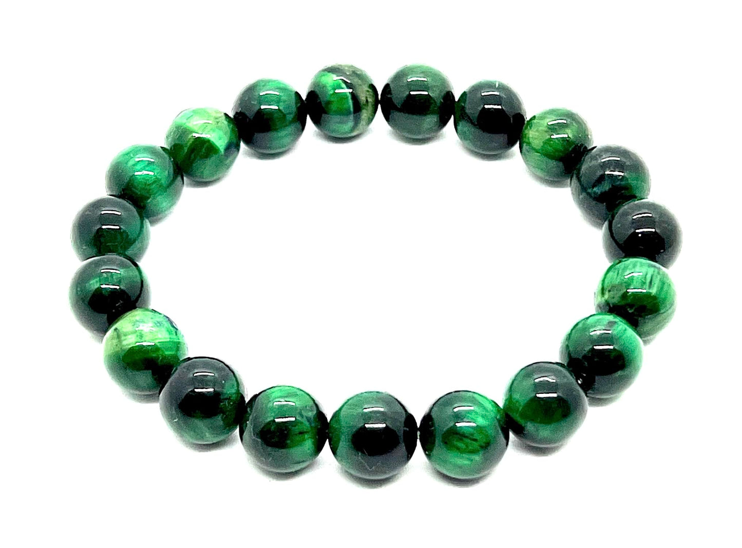 AWAKEN YOUR KUNDALINI Green Tiger's Eye Tiger Eye Stretch Bracelet, 10mm, Gemini Birthstone, Heart Chakra Jewelry