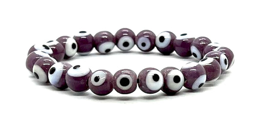 Protection & Positivity: Handmade Brown Evil Eye Charm Bracelet (8mm Beads) - Taurus Birthstone