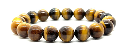 AWAKEN YOUR KUNDALINI Grounding Tiger's Eye Stitch Bracelet, Solar Plexus Chakra, Leo Birthstone, 10mm Beads