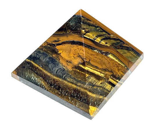 Tiger’s Eye Crystal Pyramid | 2-Inch Power Stone | TATTVA & SOLAR PLEXUS Collection