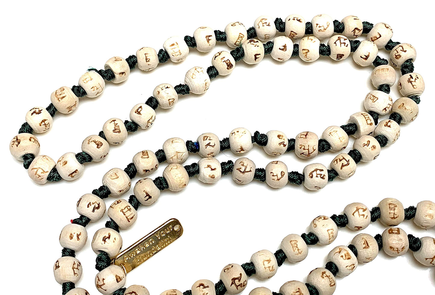 AWAKEN YOUR KUNDALINI Spiritual Harmony Tulsi Mala Necklace with Rudraksha Guru Bead, Cancer Sun Sign, Heart & Sacral Chakra Balance, Green String