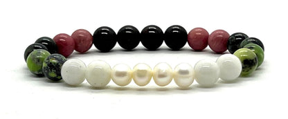 Cancer Birthstone Bracelet - Embrace Harmony & Emotional Balance - Multi-Chakra Alignment - Wrist Size 7.5 Inches