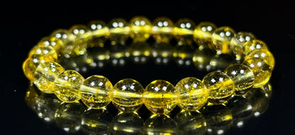 Citrine Stretch Bracelet, AAA Grade 8mm Beads, Wrist Size 7.5 Inches, Solar Plexus Chakra, Aries & Libra Birthstone Bracelet