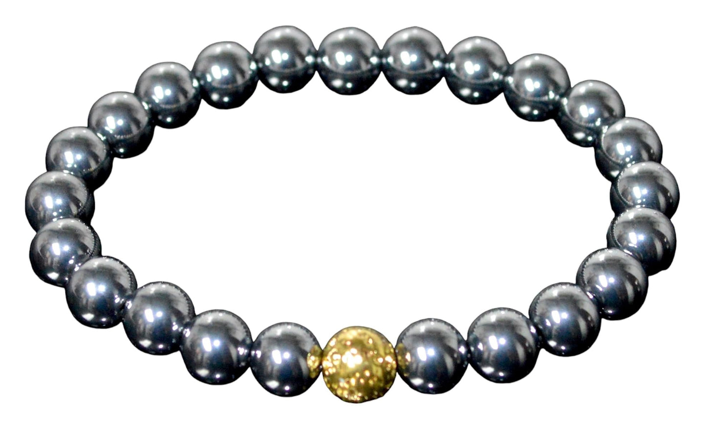Terahertz and Lava Beads Stretch Bracelet – Capricorn & Aquarius Birthstone Bracelet, Root Chakra - Vitality, Libido, Protection