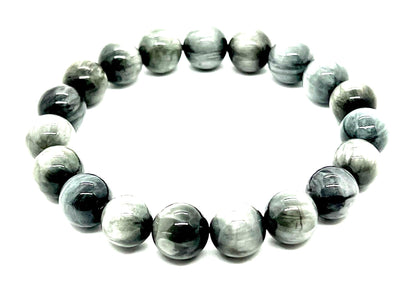 Grey Tiger's Eye (Hawk's Eye) Confidence Bracelet (8mm Beads) - Capricorn Birthstone Bracelet - Solar Plexus & Root Chakras - Wrist Size 7.5 Inches