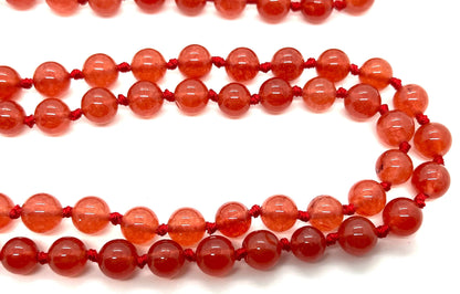 Embrace Energy & Passion: Hand-Knotted Red Jade Mala (108 Beads, 8mm) - Aries & Scorpio Birthstone - Sacral Chakra Harmony