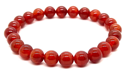 Handmade Dragon Vein Fire Agate Stretch Bracelet, 8mm Beads, 7.5 Inches - Gemini Birthstone, Sagittarius & Aries Gemstone, Root Chakra