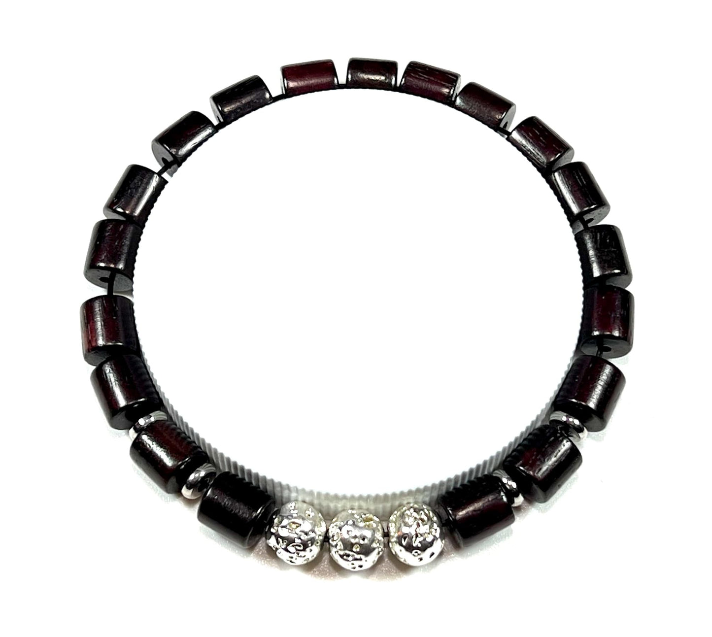 Rosewood & Lava Bracelet | Silver-Coated lava | VULCAN & ARANYA Collection