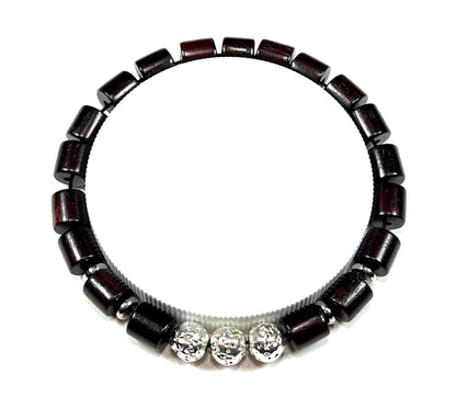 Rosewood & Lava Bracelet | Silver-Coated lava | VULCAN & ARANYA Collection