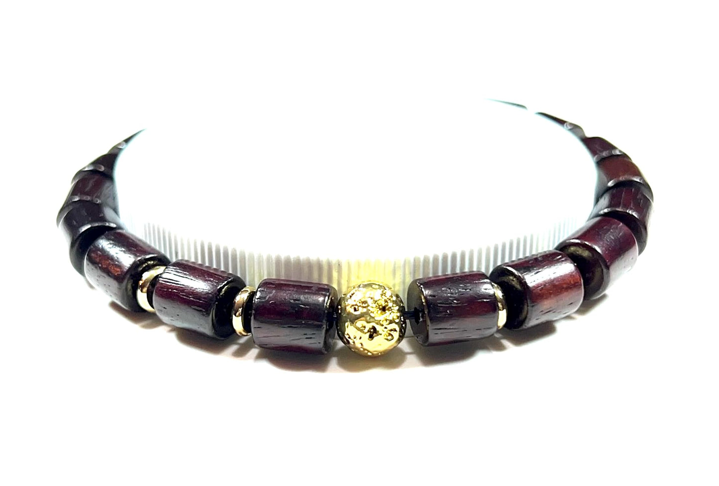 Rosewood & Lava Beaded Stretch Bracelet | ARANYA Collection
