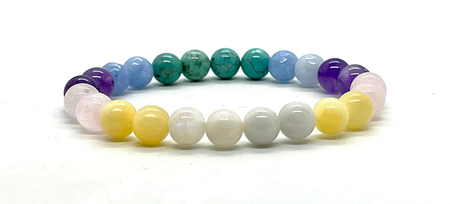 Pisces Birthstone Bracelet - Zodiac Sun Sign Gemstone Beaded Stretch Wristband
