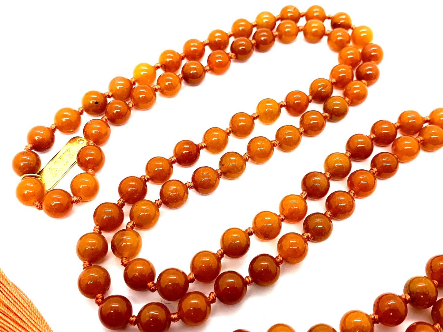 AERIS Orange Aventurine Mala Necklace | 108 Hand-Knotted Beads for Manifestation, Creativity & Confidence | Solar Plexus Chakra | August Birthstone Alternative | Handmade in USA