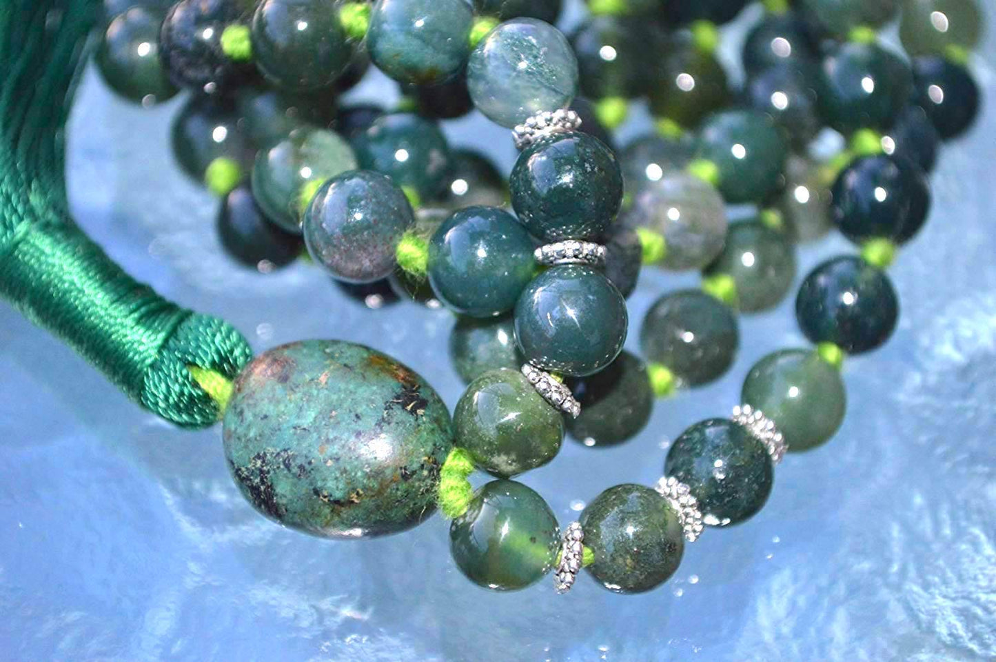 108 Beads Moss Agate Mala Beads Necklace