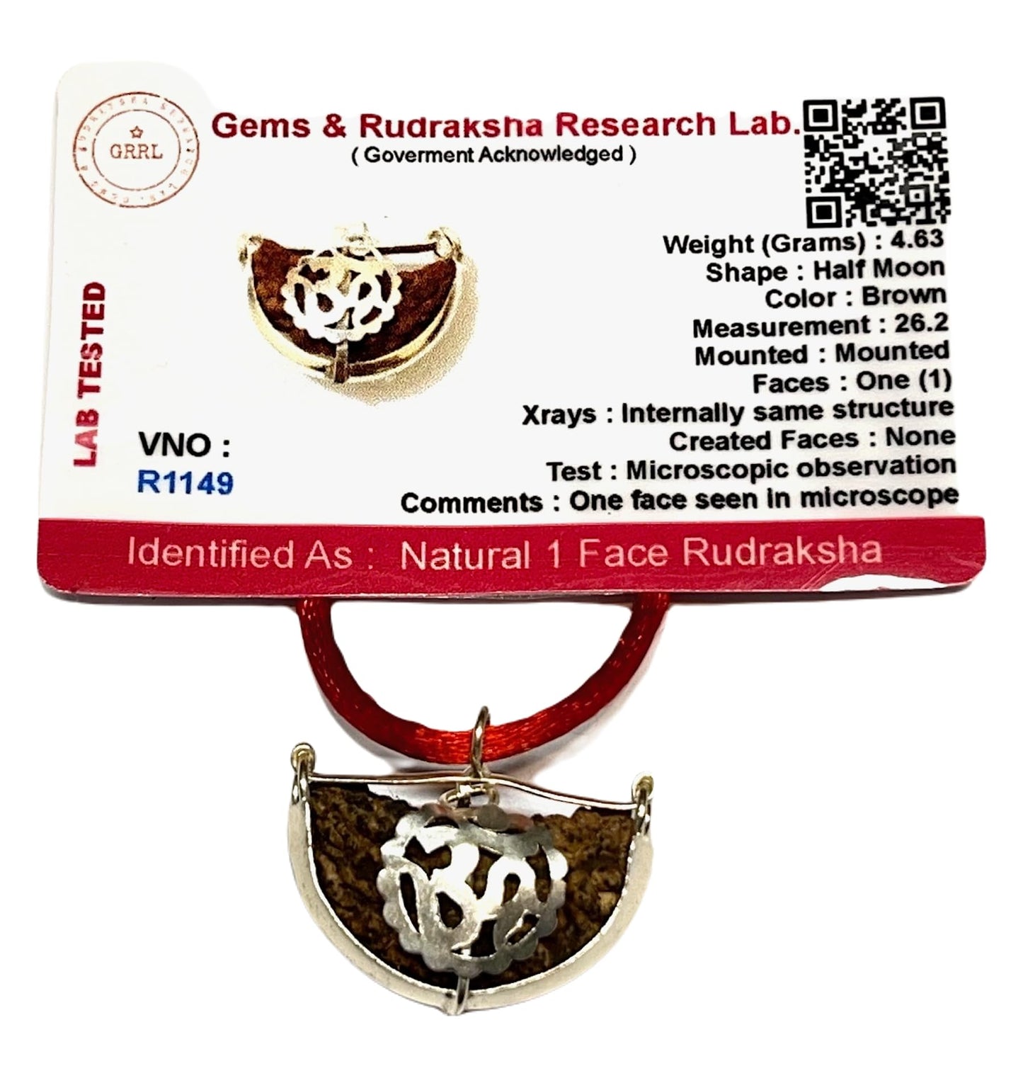 Certified 1 Mukhi Rudraksha Bead Necklace with Sacred Om Symbol (One Face) – Success, Power, Fame