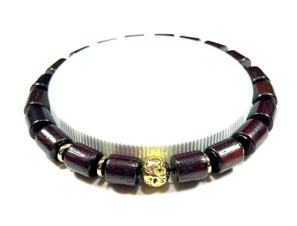 Rosewood & Lava Beaded Stretch Bracelet | ARANYA Collection