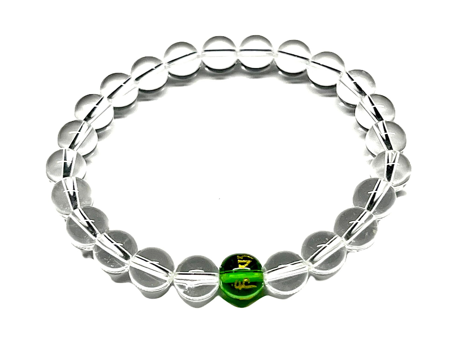 Crystal Quartz and Peridot Stretch Bracelet – Birthstone for August (Leo, Virgo) – Crown and Heart Chakra Alignment