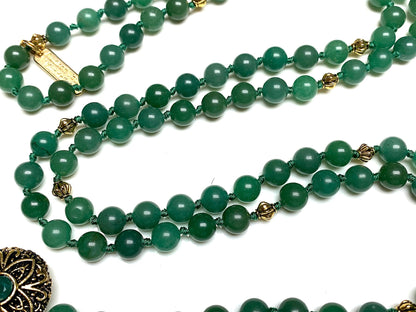 AERIS Green Aventurine Mala Necklace | 108 Hand-Knotted Beads for Creativity, Emotional Healing & Heart Chakra Balance | Taurus & Virgo Birthstone | Handmade in USA