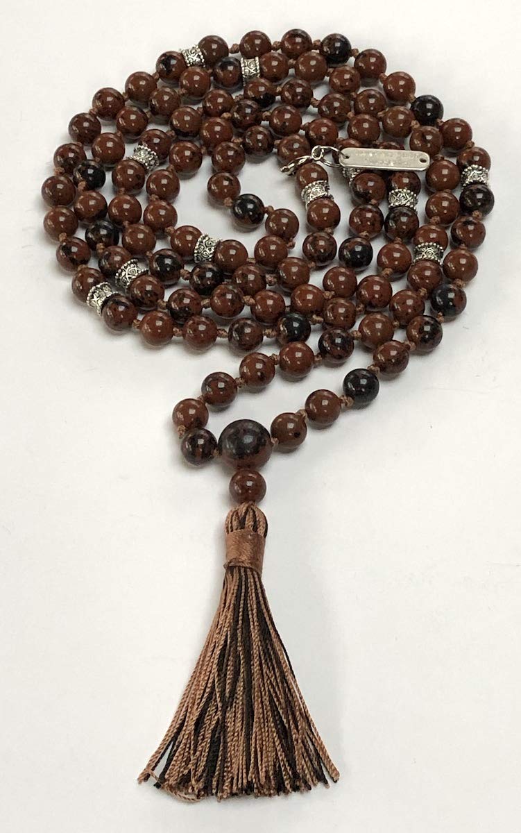 Mahogany Obsidian Mala Beads Necklace - 8mm - Awaken Inner Power & Ground Yourself