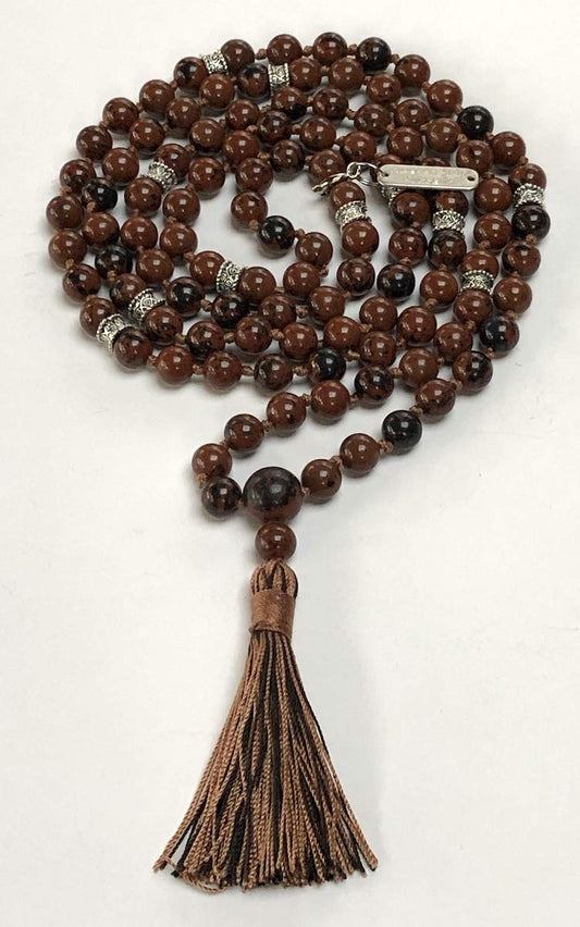 Mahogany Obsidian Mala Beads Necklace - 8mm - Awaken Inner Power & Ground Yourself