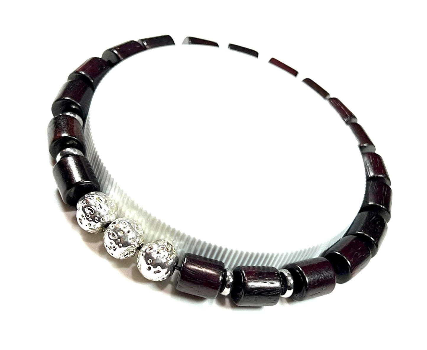 Rosewood & Lava Bracelet | Silver-Coated lava | VULCAN & ARANYA Collection