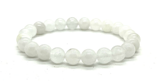 Handmade White Jade Stretch Bracelet - Energize Your Spirit - 8mm Beads
