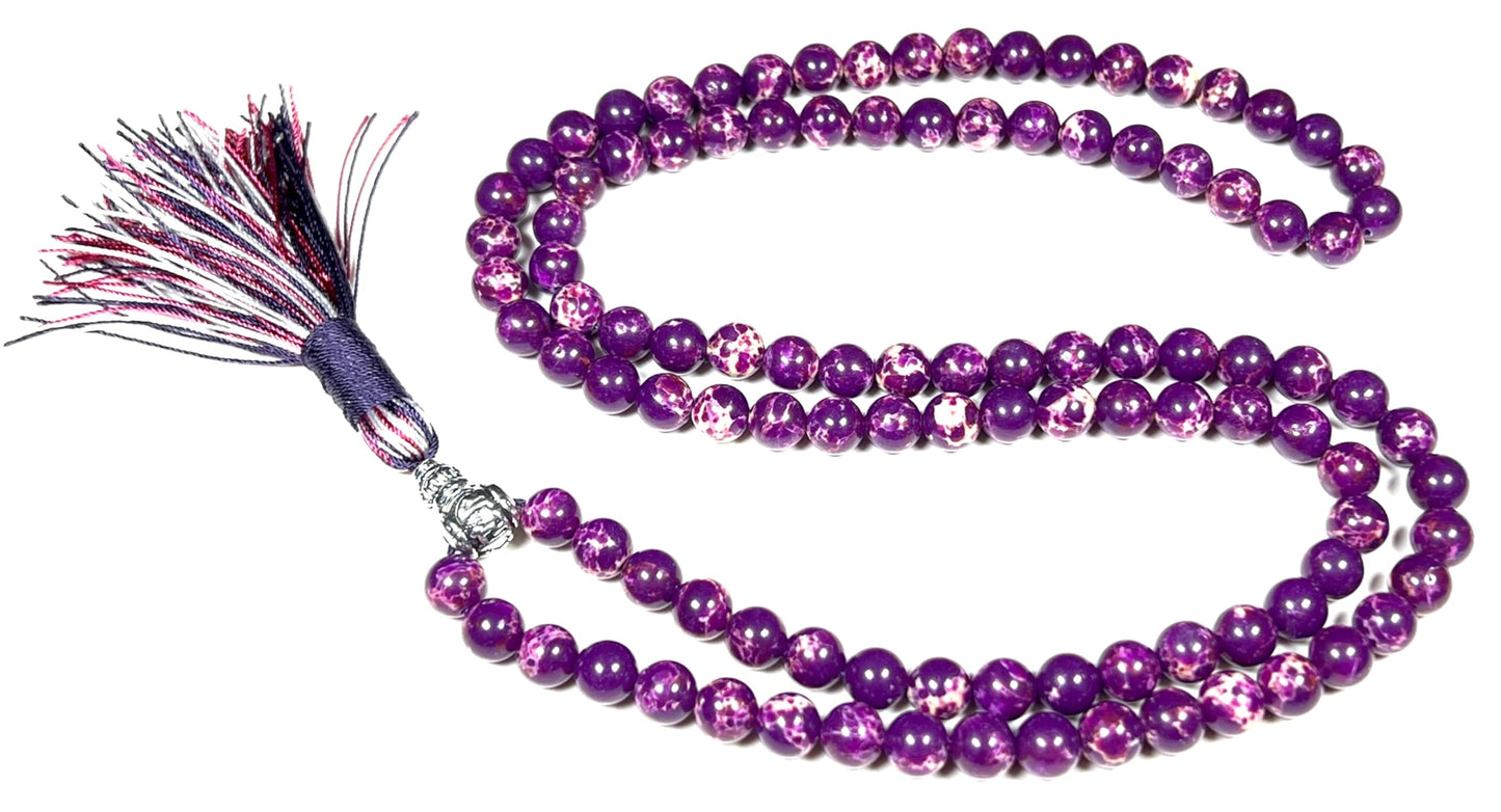 Sea Sediment Jasper Mala Beads Necklace