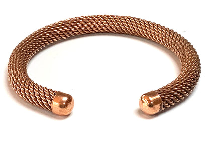 AWAKEN YOUR KUNDALINI Handmade Copper Astadhatu Cuff Bangle Bracelet - 8 mm Thick - Taurus Birthstone - Virgo Astrological Sign - Root Chakra Jewelry