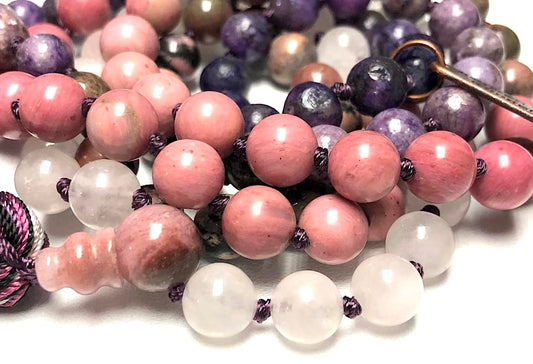 LUCEM Charoite Mala Necklace | Emotional Healing & Spiritual Alignment | Heart & Crown Chakra | Taurus & Libra Birthstones
